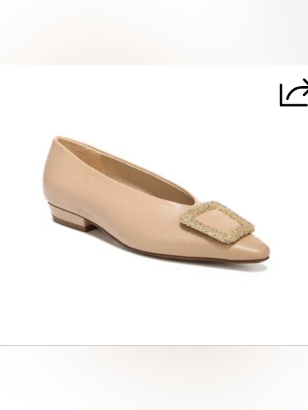 Sam Edelman Janina Women's Pointed Toe Flat with Gold Buckle - Nude